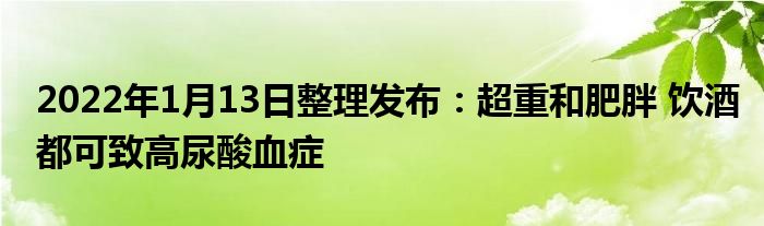 2022年1月13日整理發(fā)布：超重和肥胖 飲酒都可致高尿酸血癥