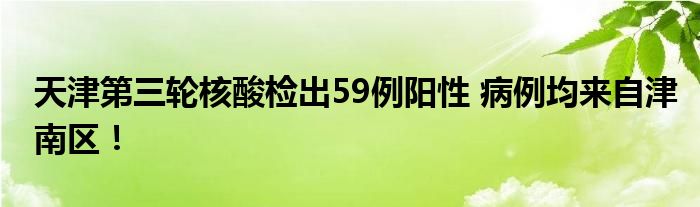 天津第三輪核酸檢出59例陽性 病例均來自津南區(qū)！