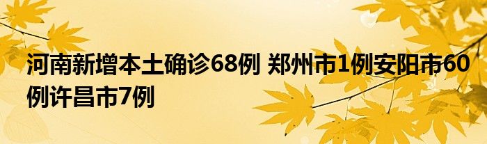 河南新增本土確診68例 鄭州市1例安陽市60例許昌市7例