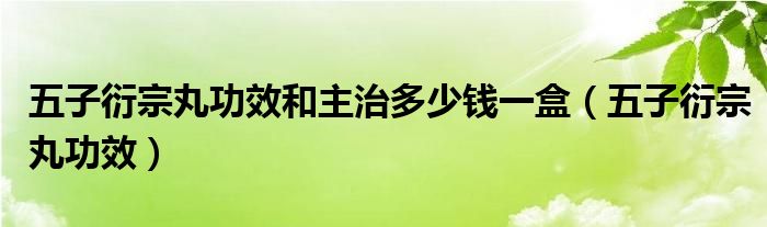五子衍宗丸功效和主治多少錢一盒(五子衍宗丸功效)