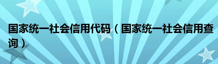 國家統(tǒng)一社會信用代碼（國家統(tǒng)一社會信用查詢）