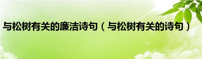 與松樹有關(guān)的廉潔詩句（與松樹有關(guān)的詩句）