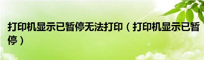 打印機顯示已暫停無法打?。ù蛴C顯示已暫停）