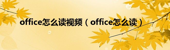 office怎么讀視頻（office怎么讀）