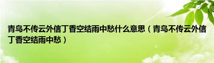 青鳥不傳云外信丁香空結(jié)雨中愁什么意思（青鳥不傳云外信丁香空結(jié)雨中愁）