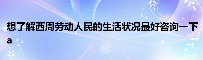 想了解西周勞動(dòng)人民的生活狀況最好咨詢一下a