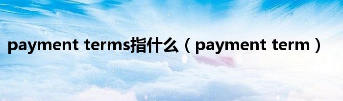 payment terms指什么（payment term）