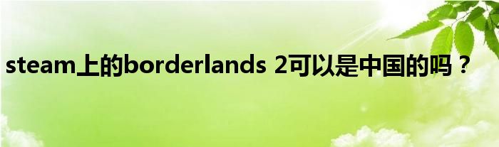 steam上的borderlands 2可以是中國的嗎？