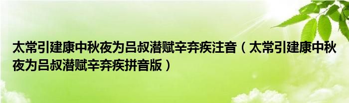 太常引建康中秋夜為呂叔潛賦辛棄疾注音（太常引建康中秋夜為呂叔潛賦辛棄疾拼音版）