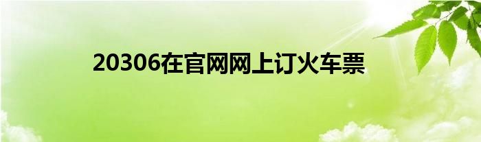 20306在官網(wǎng)網(wǎng)上訂火車(chē)票