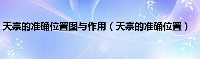 天宗的準(zhǔn)確位置圖與作用（天宗的準(zhǔn)確位置）