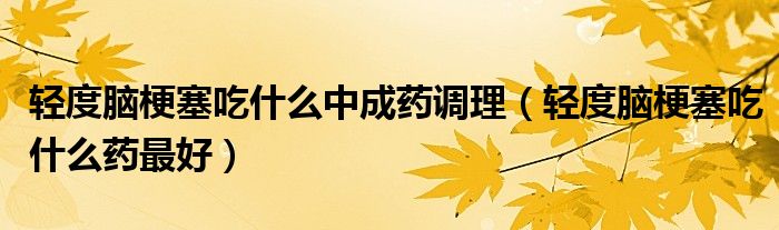 輕度腦梗塞吃什么中成藥調理（輕度腦梗塞吃什么藥最好）