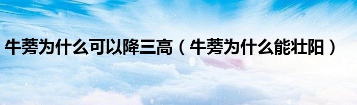 牛蒡?yàn)槭裁纯梢越等撸ㄅ］驗(yàn)槭裁茨軌殃?yáng)）