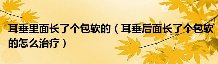 耳垂里面長了個(gè)包軟的（耳垂后面長了個(gè)包軟的怎么治療）