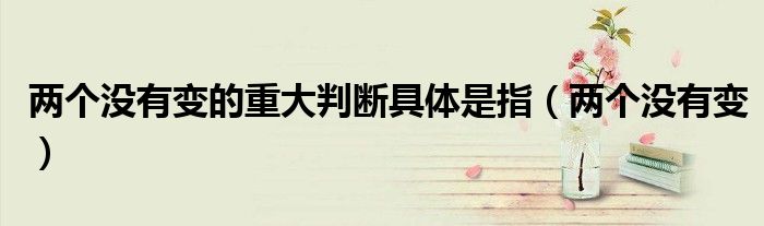 兩個沒有變的重大判斷具體是指（兩個沒有變）
