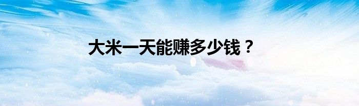 大米一天能賺多少錢？