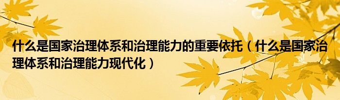 什么是國(guó)家治理體系和治理能力的重要依托(什么是國(guó)家治理體系和治理能力現(xiàn)代化)