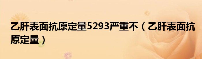 乙肝表面抗原定量5293嚴重不（乙肝表面抗原定量）