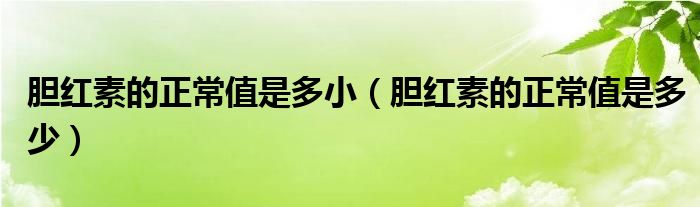 膽紅素的正常值是多?。懠t素的正常值是多少）