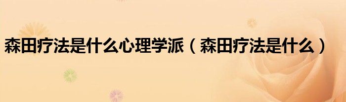 森田療法是什么心理學派（森田療法是什么）