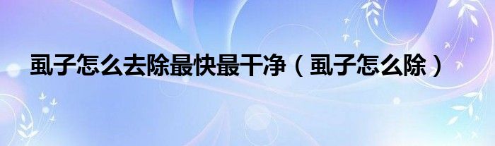 虱子怎么去除最快最干凈（虱子怎么除）