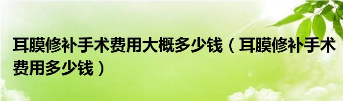 耳膜修補手術(shù)費用大概多少錢（耳膜修補手術(shù)費用多少錢）