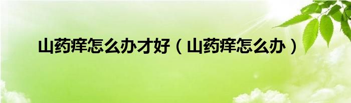 山藥癢怎么辦才好（山藥癢怎么辦）