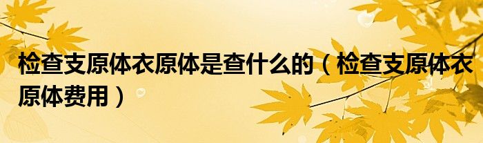 檢查支原體衣原體是查什么的（檢查支原體衣原體費用）