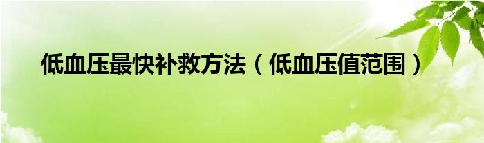 低血壓最快補(bǔ)救方法（低血壓值范圍）