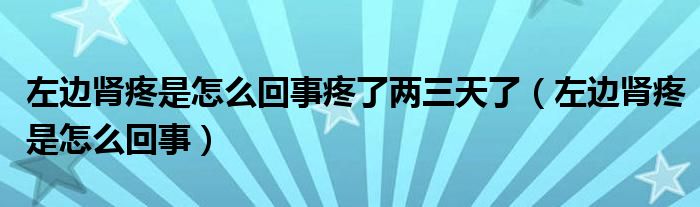 左邊腎疼是怎么回事疼了兩三天了（左邊腎疼是怎么回事）