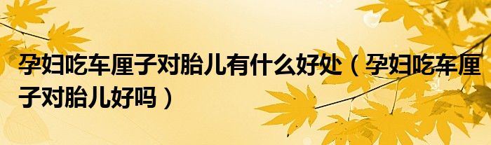 孕婦吃車?yán)遄訉?duì)胎兒有什么好處（孕婦吃車?yán)遄訉?duì)胎兒好嗎）