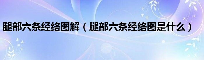 腿部六條經(jīng)絡(luò)圖解（腿部六條經(jīng)絡(luò)圖是什么）