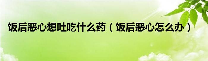 飯后惡心想吐吃什么藥（飯后惡心怎么辦）