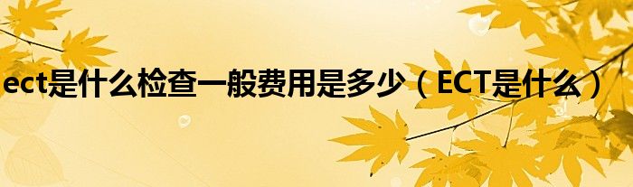 ect是什么檢查一般費(fèi)用是多少（ECT是什么）