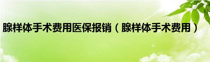 腺樣體手術(shù)費(fèi)用醫(yī)保報(bào)銷(xiāo)（腺樣體手術(shù)費(fèi)用）