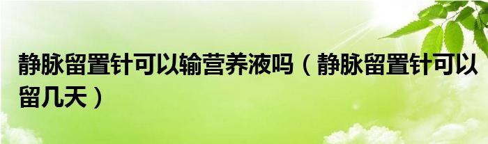 靜脈留置針可以輸營(yíng)養(yǎng)液?jiǎn)幔o脈留置針可以留幾天）