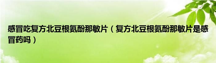 感冒吃復(fù)方北豆根氨酚那敏片（復(fù)方北豆根氨酚那敏片是感冒藥嗎）