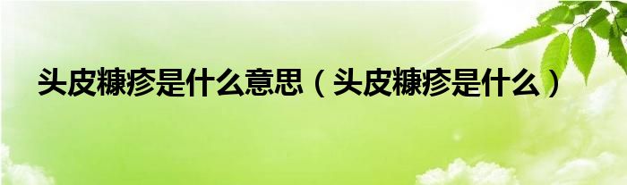 頭皮糠疹是什么意思（頭皮糠疹是什么）