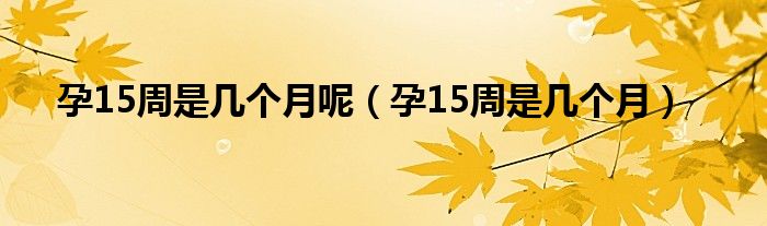 孕15周是幾個(gè)月呢（孕15周是幾個(gè)月）