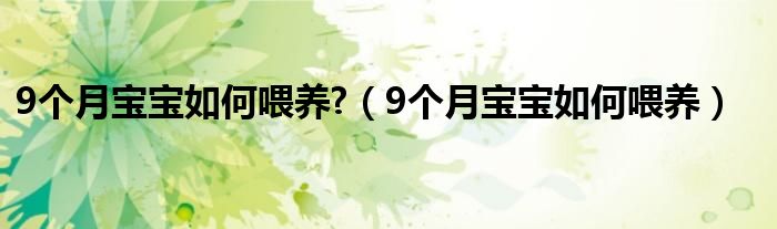 9個(gè)月寶寶如何喂養(yǎng)?（9個(gè)月寶寶如何喂養(yǎng)）