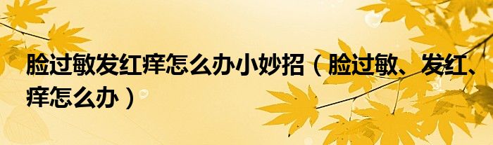 臉過(guò)敏發(fā)紅癢怎么辦小妙招（臉過(guò)敏、發(fā)紅、癢怎么辦）