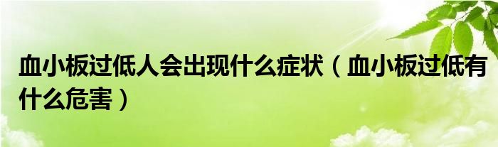 血小板過低人會(huì)出現(xiàn)什么癥狀（血小板過低有什么危害）