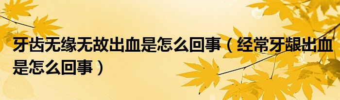 牙齒無緣無故出血是怎么回事（經(jīng)常牙齦出血是怎么回事）