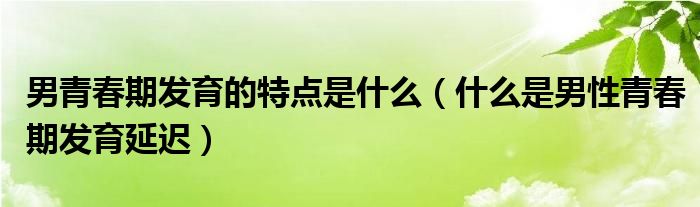 男青春期發(fā)育的特點(diǎn)是什么（什么是男性青春期發(fā)育延遲）