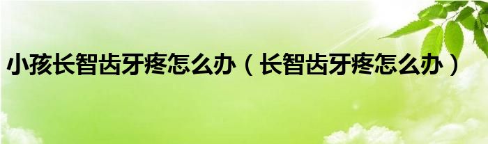 小孩長智齒牙疼怎么辦（長智齒牙疼怎么辦）