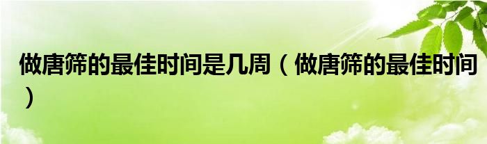 做唐篩的最佳時(shí)間是幾周（做唐篩的最佳時(shí)間）