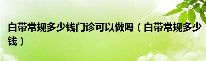 白帶常規(guī)多少錢(qián)門(mén)診可以做嗎（白帶常規(guī)多少錢(qián)）