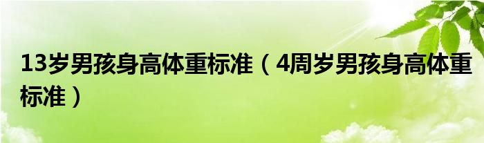 13歲男孩身高體重標準（4周歲男孩身高體重標準）