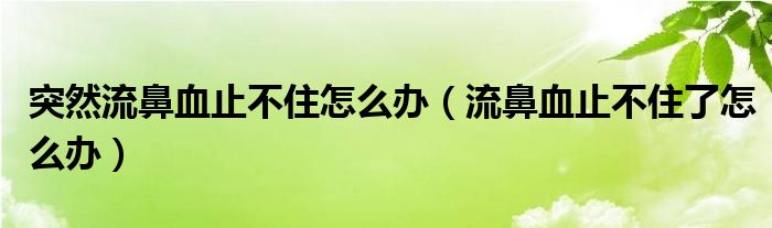 突然流鼻血止不住怎么辦（流鼻血止不住了怎么辦）