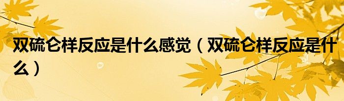 雙硫侖樣反應(yīng)是什么感覺（雙硫侖樣反應(yīng)是什么）